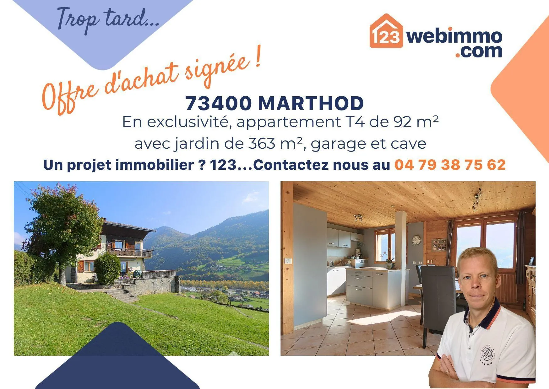 Appartement T4 en rez de jardin avec jardin privé à Marthod