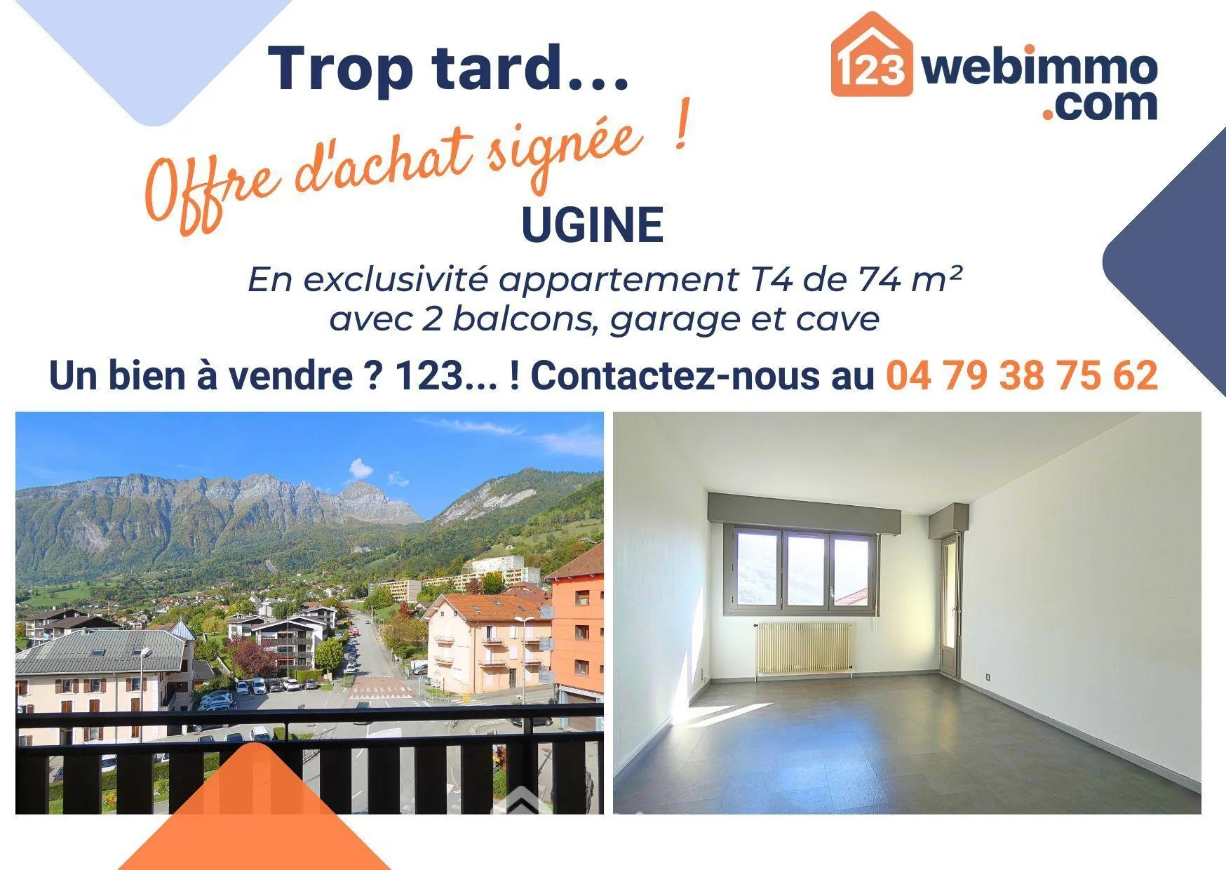 Appartement T4 à vendre à Ugine avec balcons, garage et cave