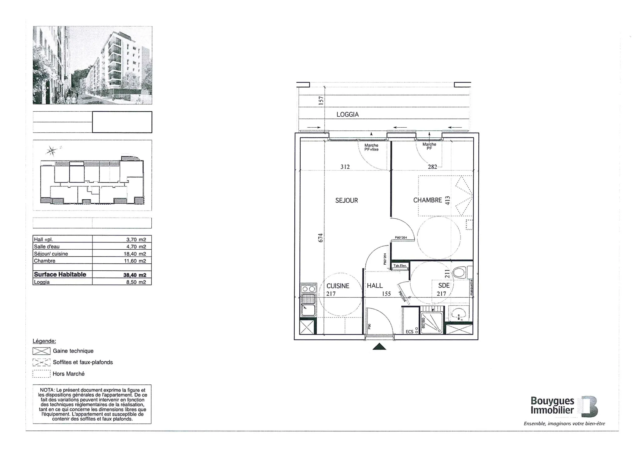 Appartement 2 pièces de 38,4m² avec terrasse à Montpellier Saint-Roch 