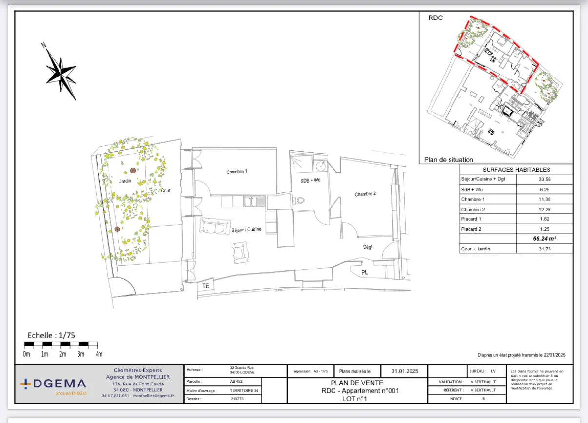 Appartement 3 pièces rénové avec cour à Lodève, livraison 2027 