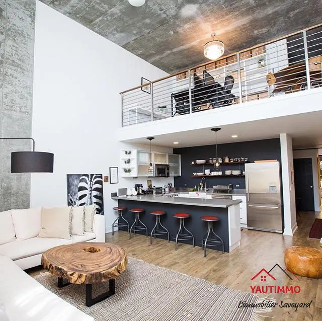 Loft contemporain écologique à Saint-Cergues, proche Genève, investissement rentable 