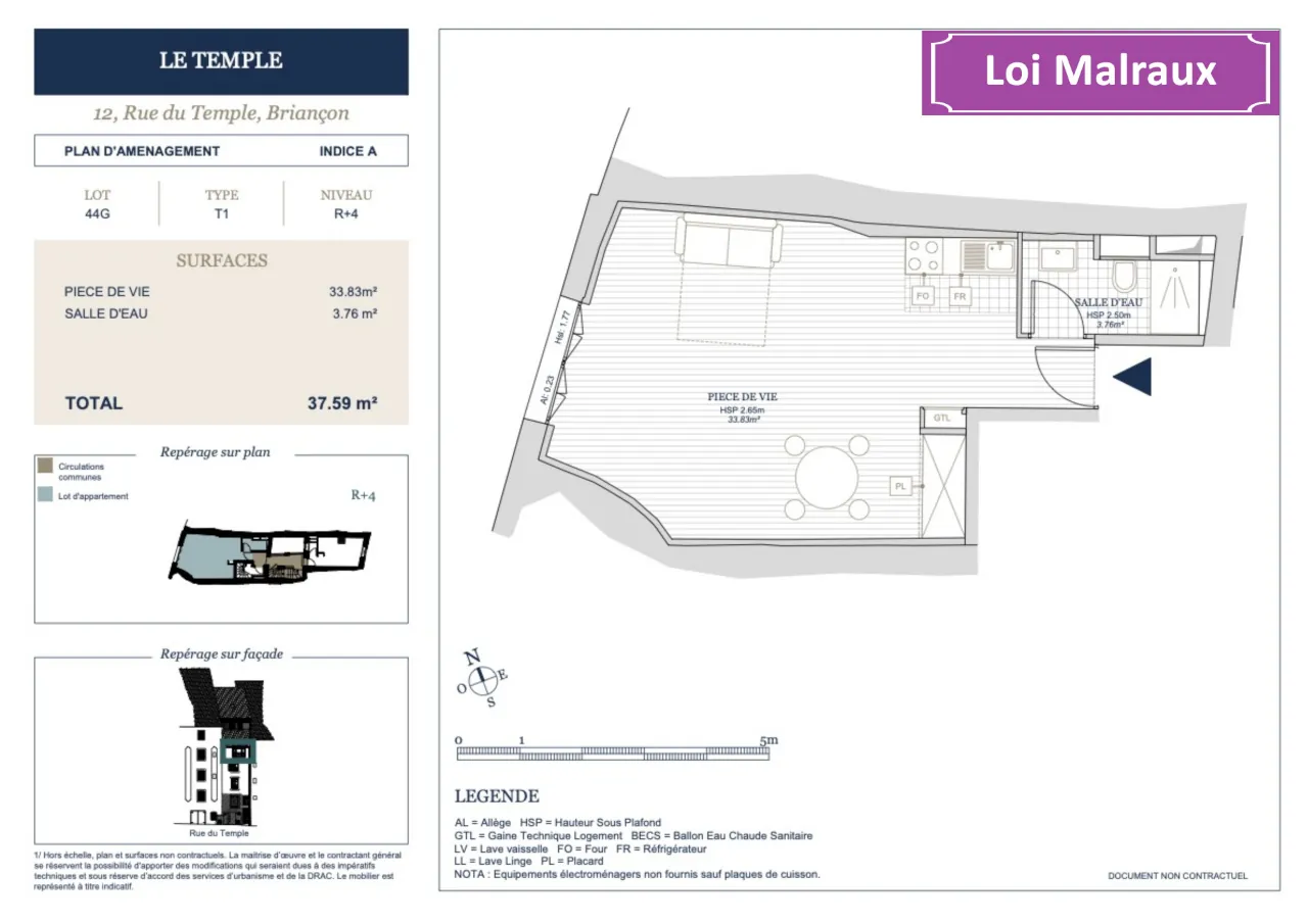 Appartement T1 en Loi Malraux à Briançon, investissement et rénovation patrimoniale 