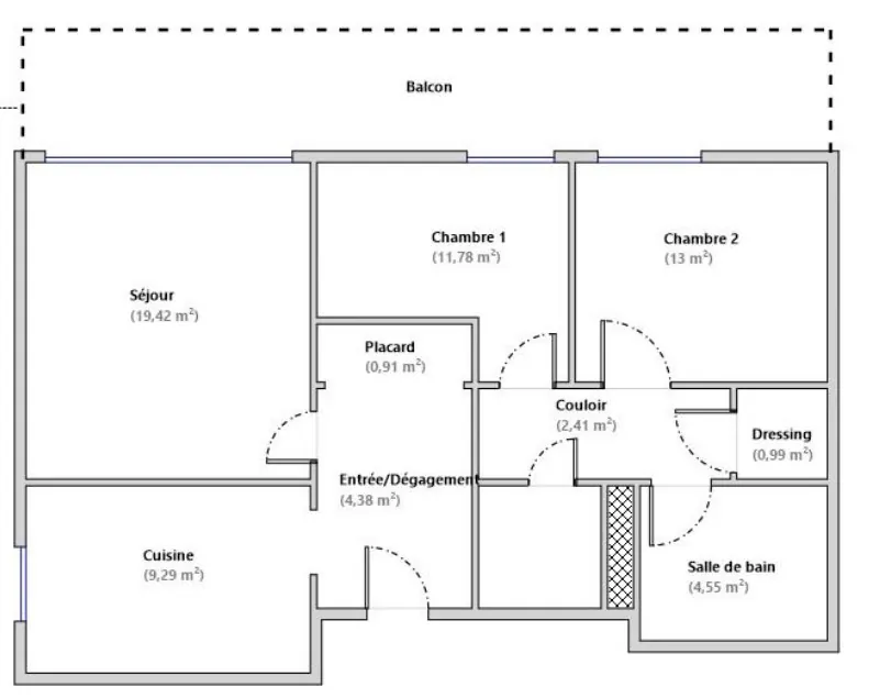 Appartement T3 loué à Achères, idéal investisseur avec balcon, cave et gardien 