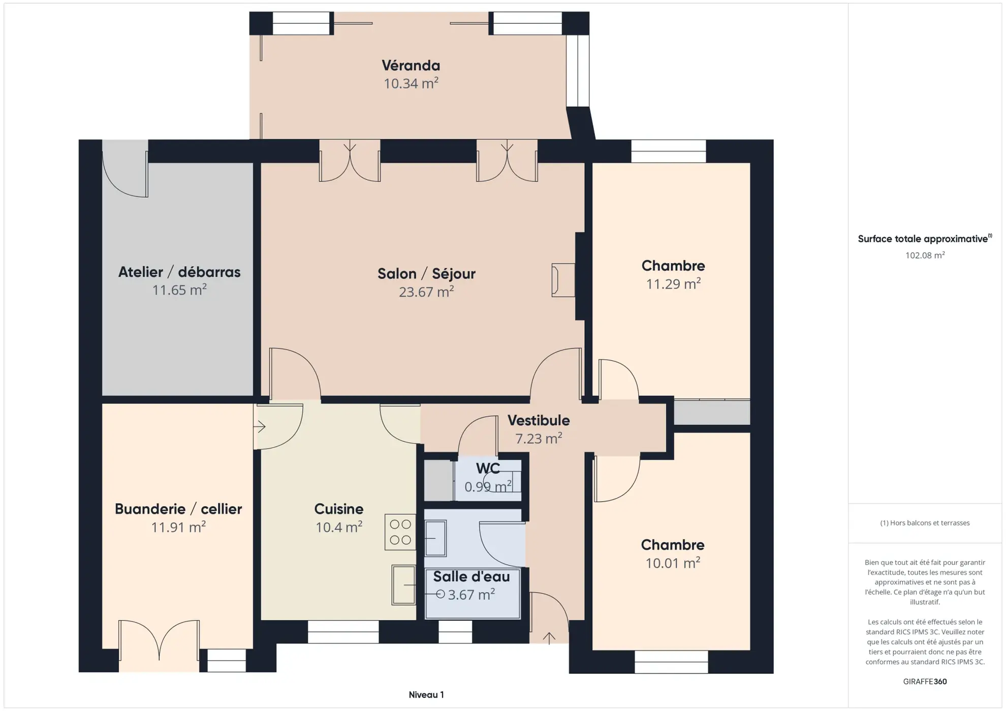 Vente pavillon de plain-pied avec 2 chambres, grand garage et jardin clos à Saint-Prive 