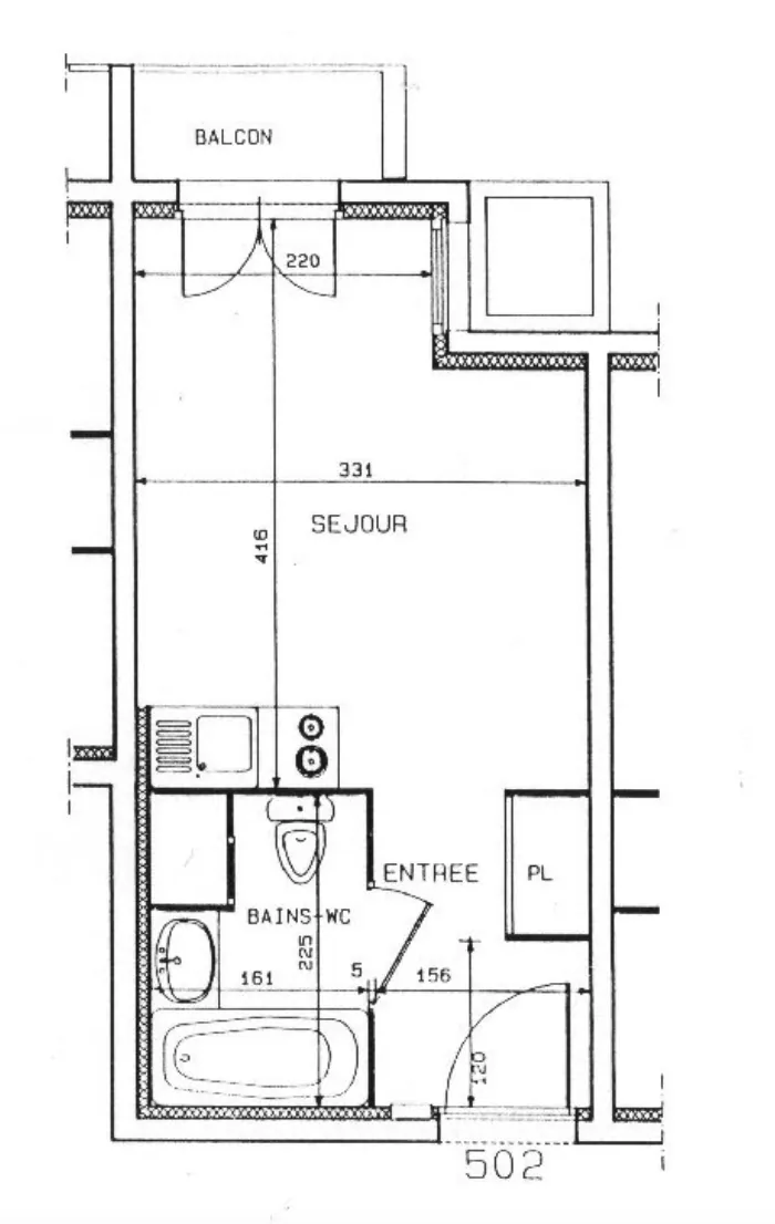 Studio à vendre à Grenoble - 19m2, balcon, proximité commodités 