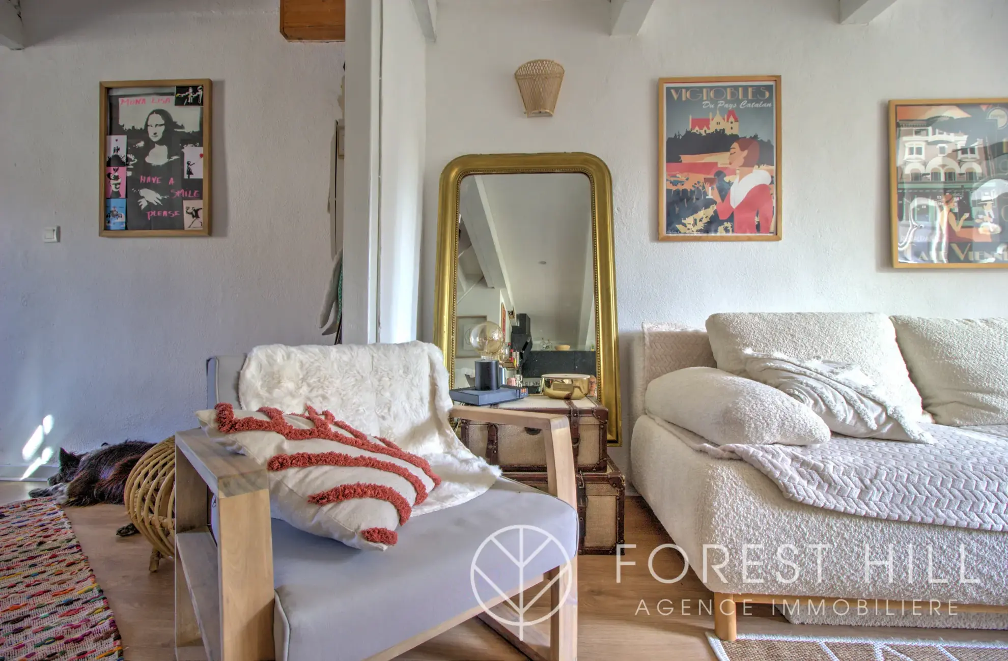 Triplex authentique à Céret avec terrasse et charme du bois et pierre 