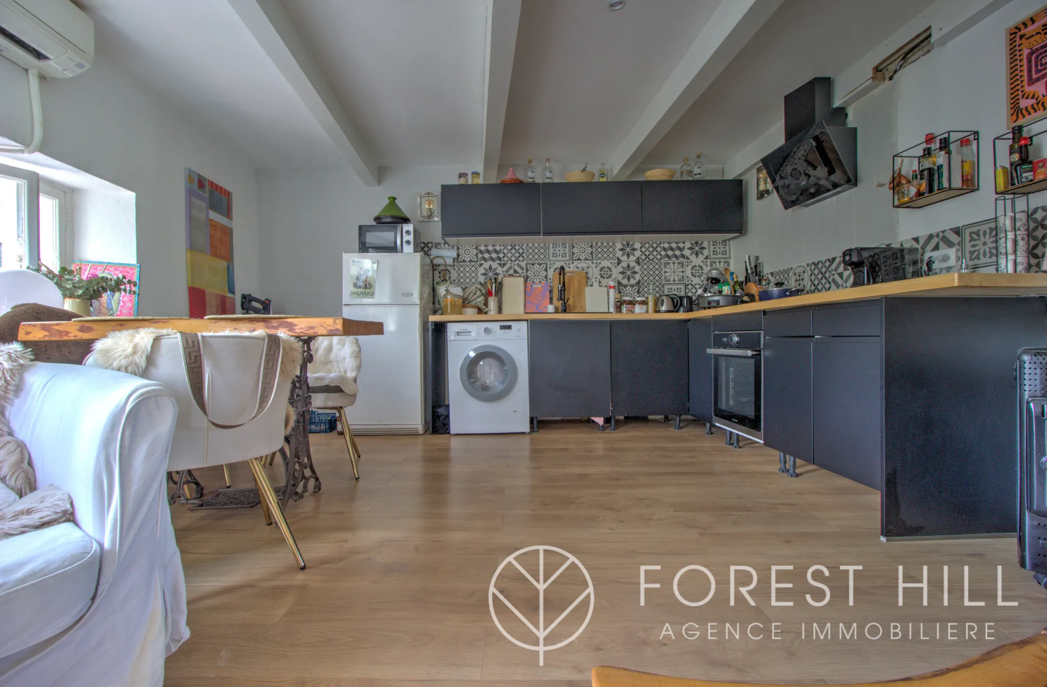 Triplex authentique à Céret avec terrasse et charme du bois et pierre 