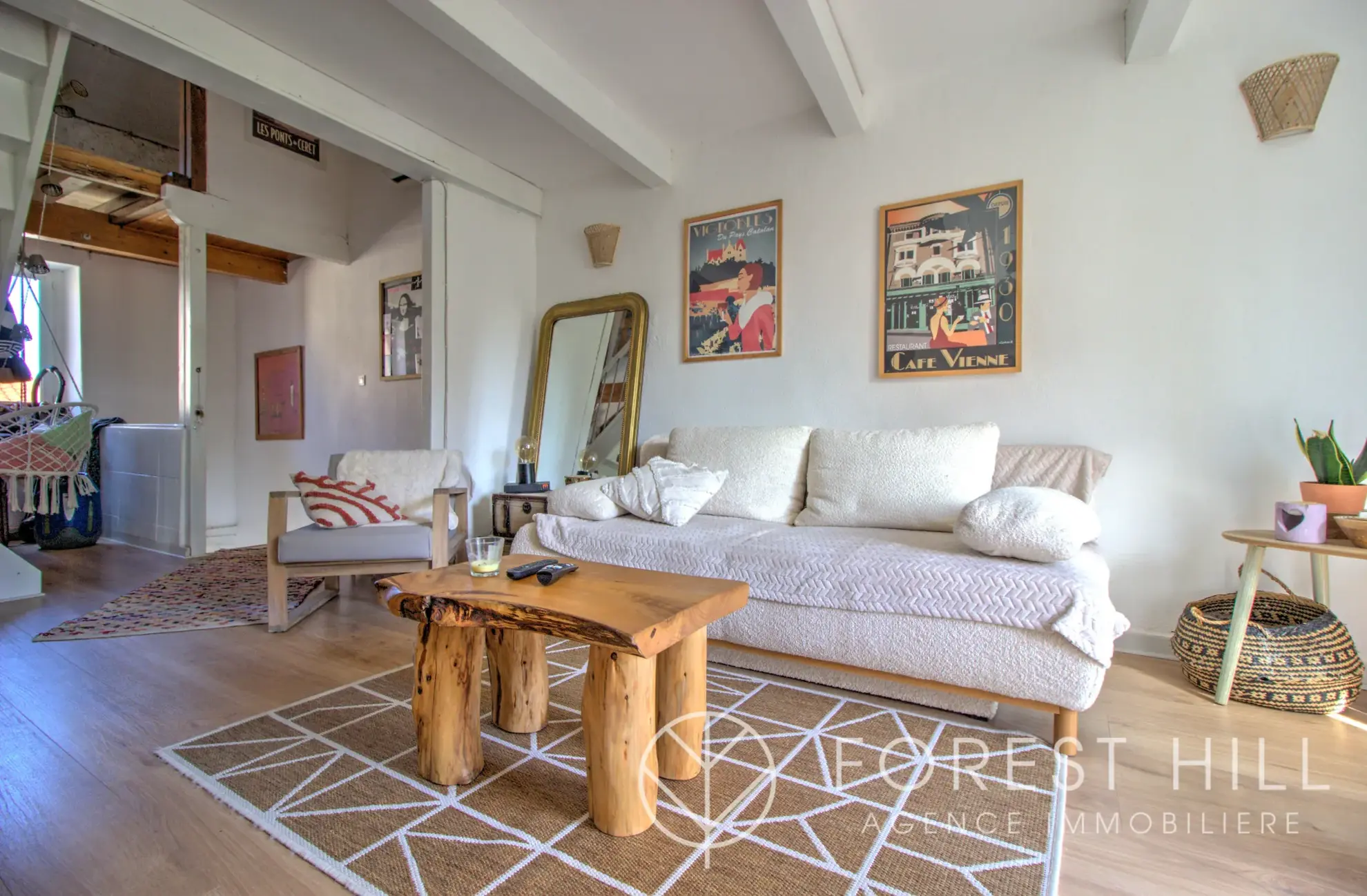 Triplex authentique à Céret avec terrasse et charme du bois et pierre 