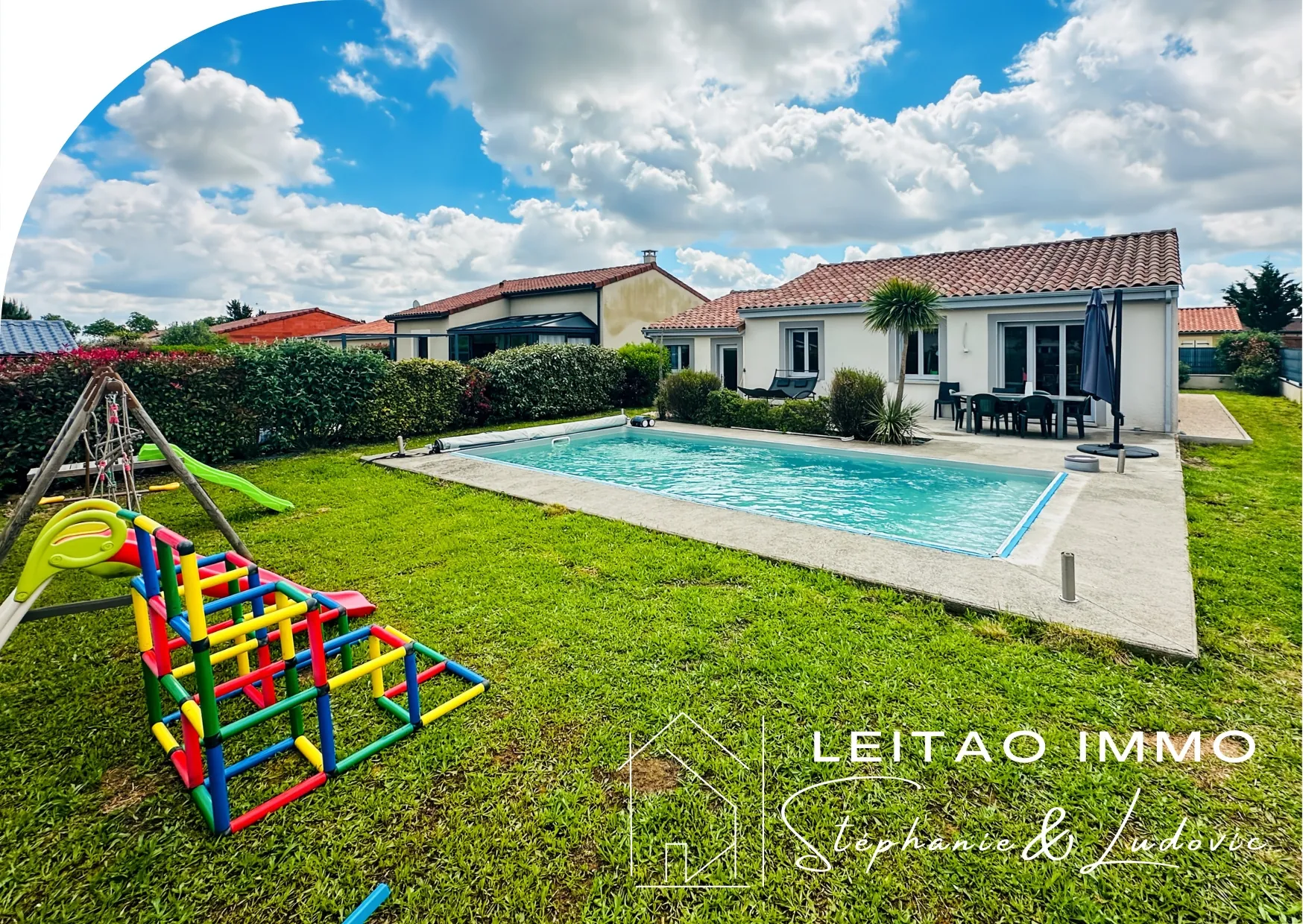 Maison individuelle avec piscine à Poucharramet, 94 m², récent et calmes environnements 