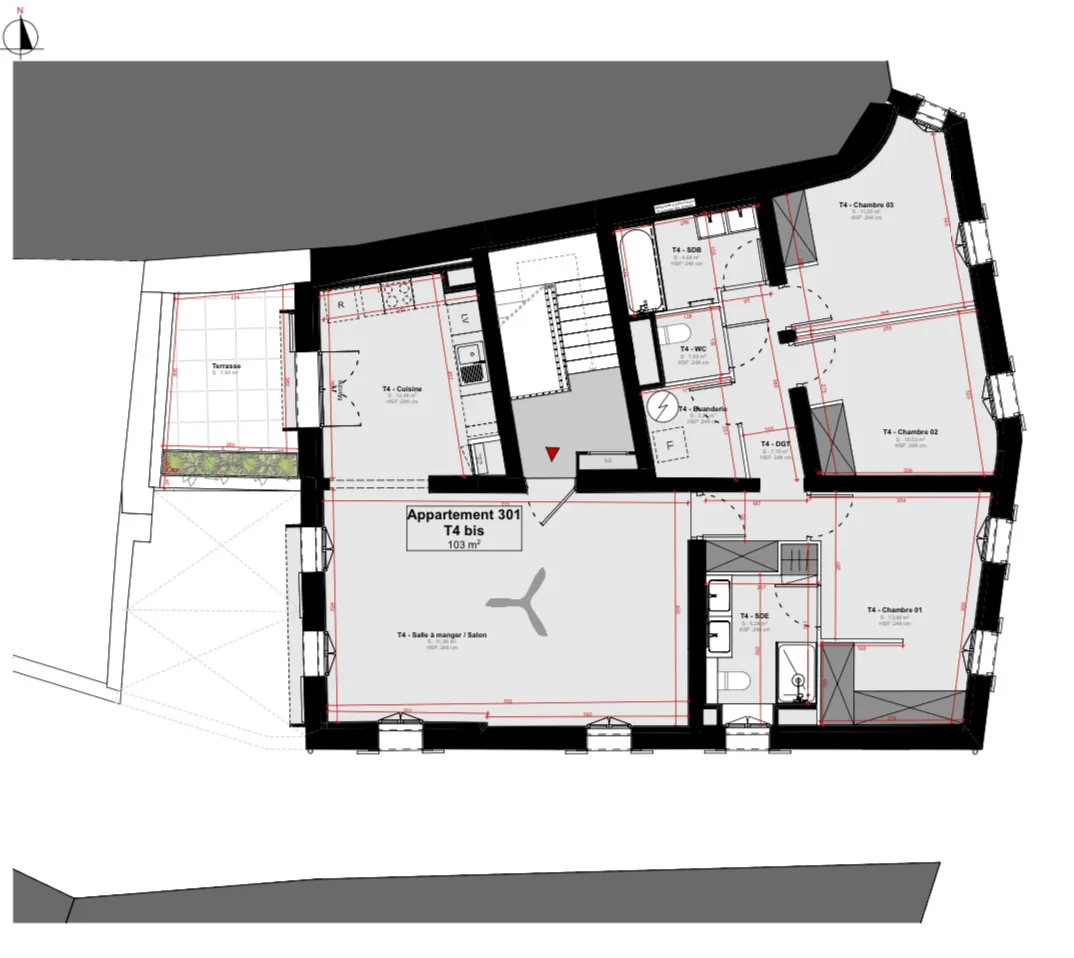 Appartement 4 pièces avec terrasse à Ganges, livraison 2026, dans centre-ville rénové