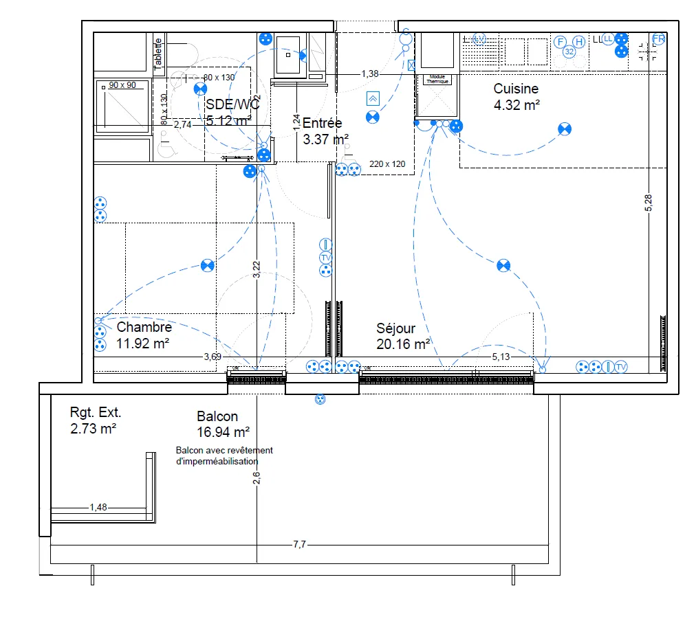 Appartement 2 pièces de 45 m² avec terrasse et parking à Bordeaux-Lac 
