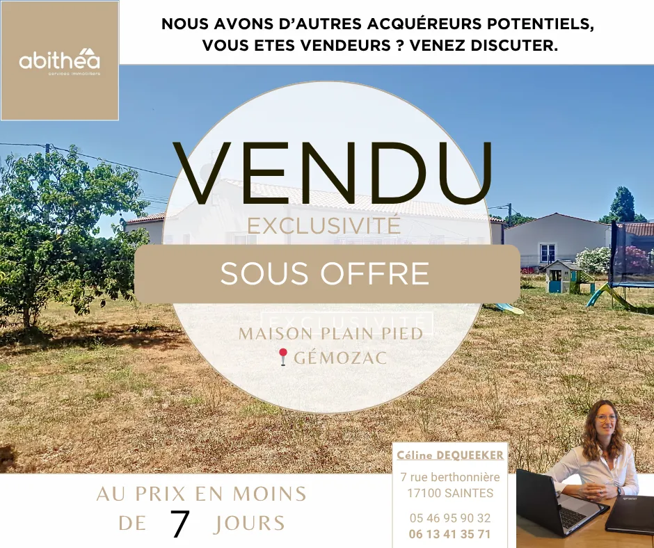 Maison contemporaine de plain-pied à Gémozac, 3 chambres et garage, proche commodités