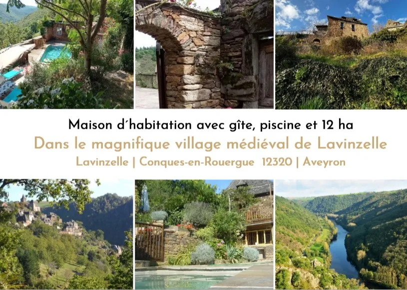 Maison médiévale rénovée avec dépendances et 12 ha de terrain à Lavinzelle, Conques