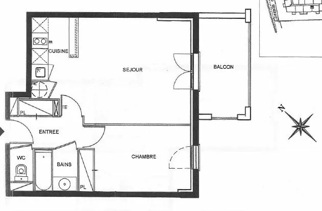 Appartement T2 à vendre à Carcassonne avec balcon et parking 