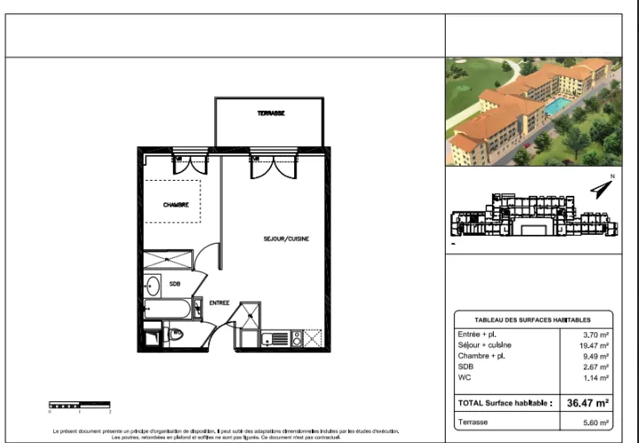 Appartement T2 de 36 m² à Juvignac avec parking et résidence sécurisée 