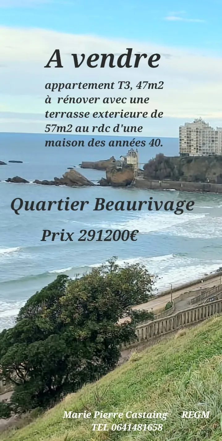 Appartement T3 avec terrasse à Biarritz - Quartier Beaurivage