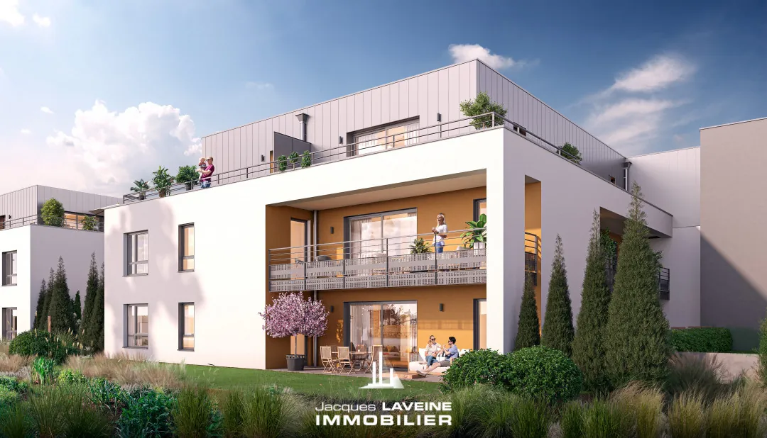 Appartement F2 en rez-de-jardin à Marly avec terrasse et jardin privatif 