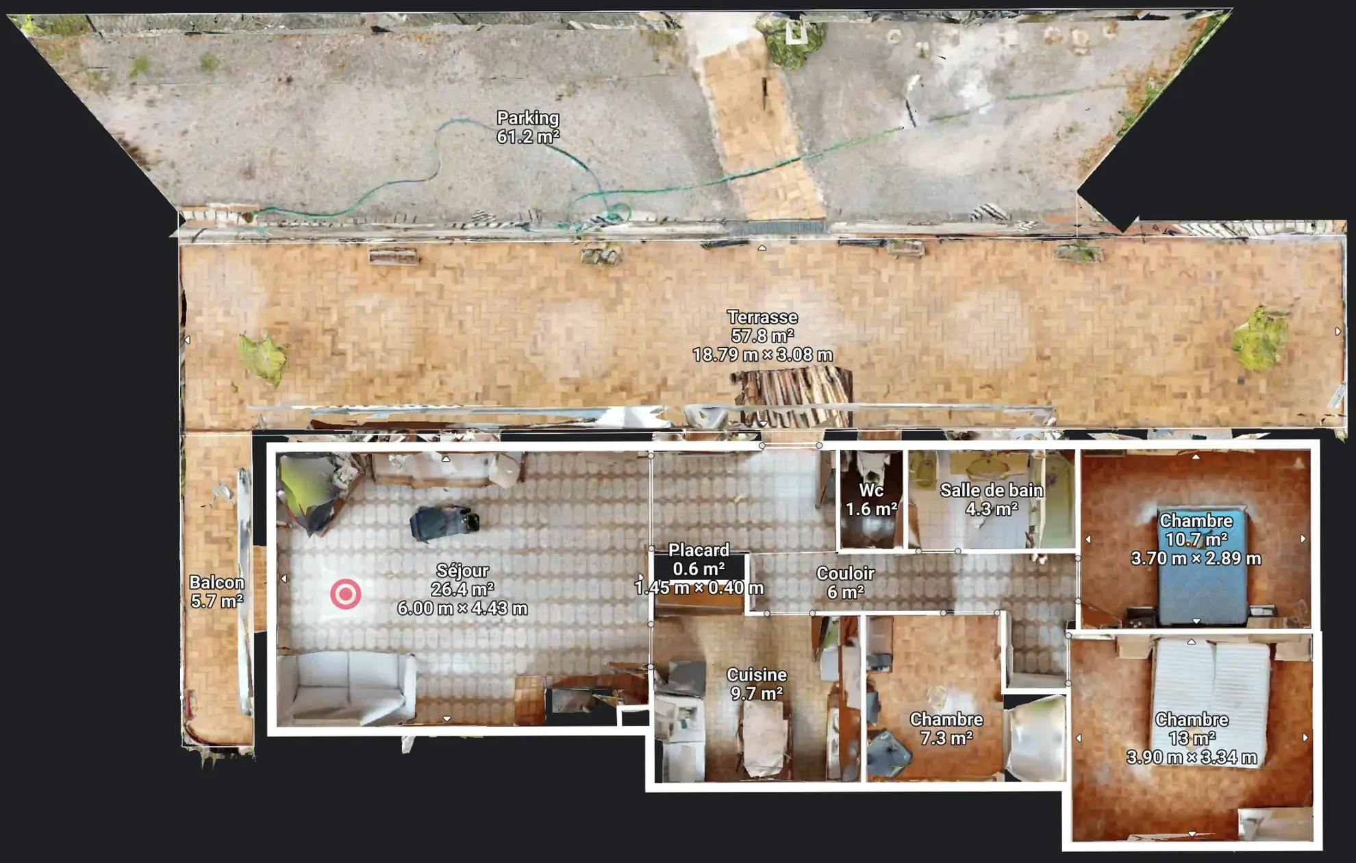 Appartement-villa 4 pièces avec terrasse et parking à Gilette (Secteur Pont Charles Albert) 