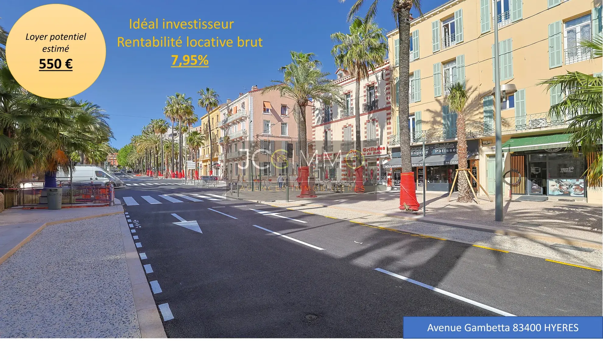 Studio 33 m² à Hyères dans le centre-ville, dernier étage, bon état et rentabilité attractive