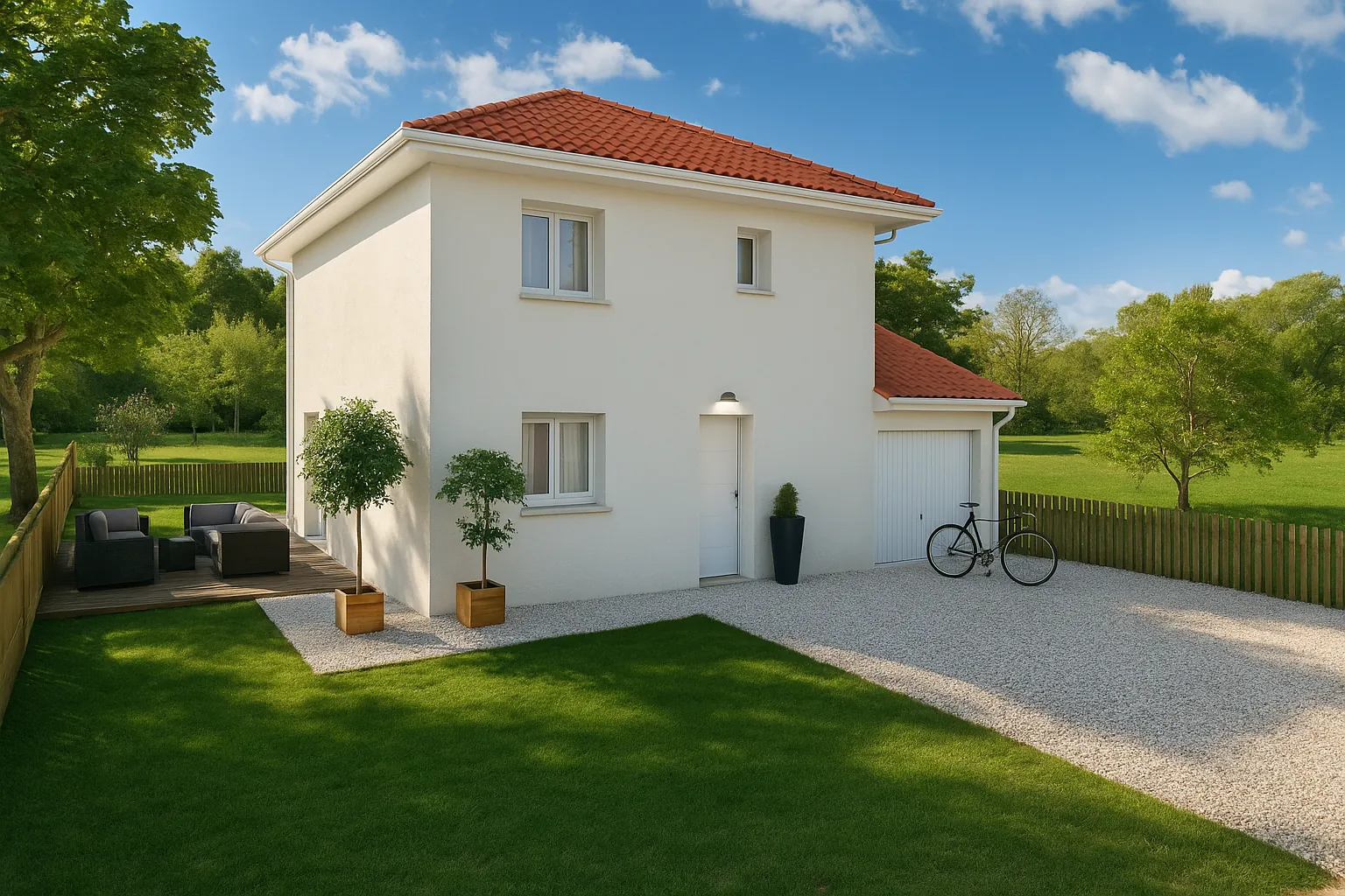 Maison neuve écologique de 90 m² avec jardin à Bilieu 