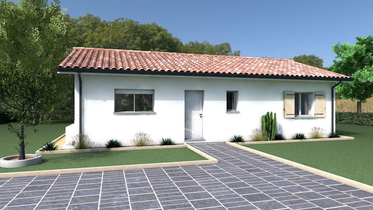 Terrain constructible à Benquet avec projet de maison moderne de 80m² 