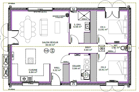 Terrain constructible à Benquet avec projet de maison moderne de 80m² 