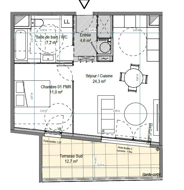 Appartement T2 neuf avec terrasse à Nîmes proche tramway 