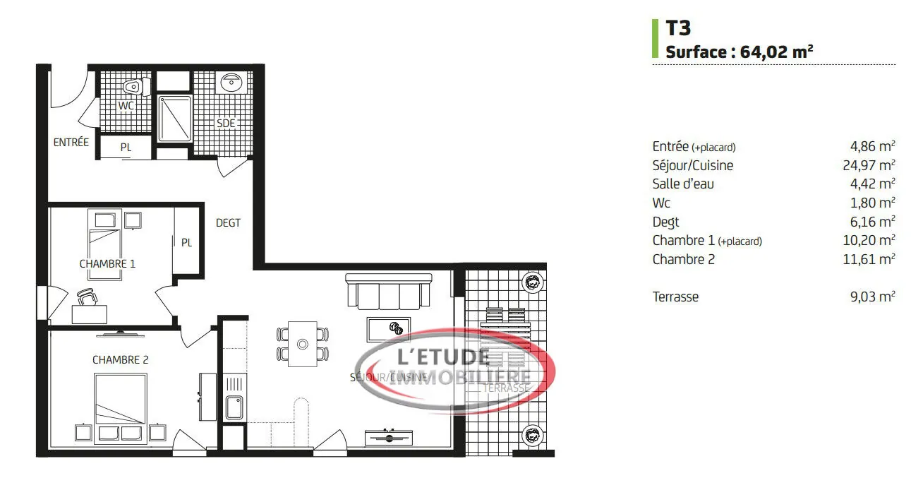 Appartement T3 de standing avec terrasse à Carquefou, disponible en 2026 