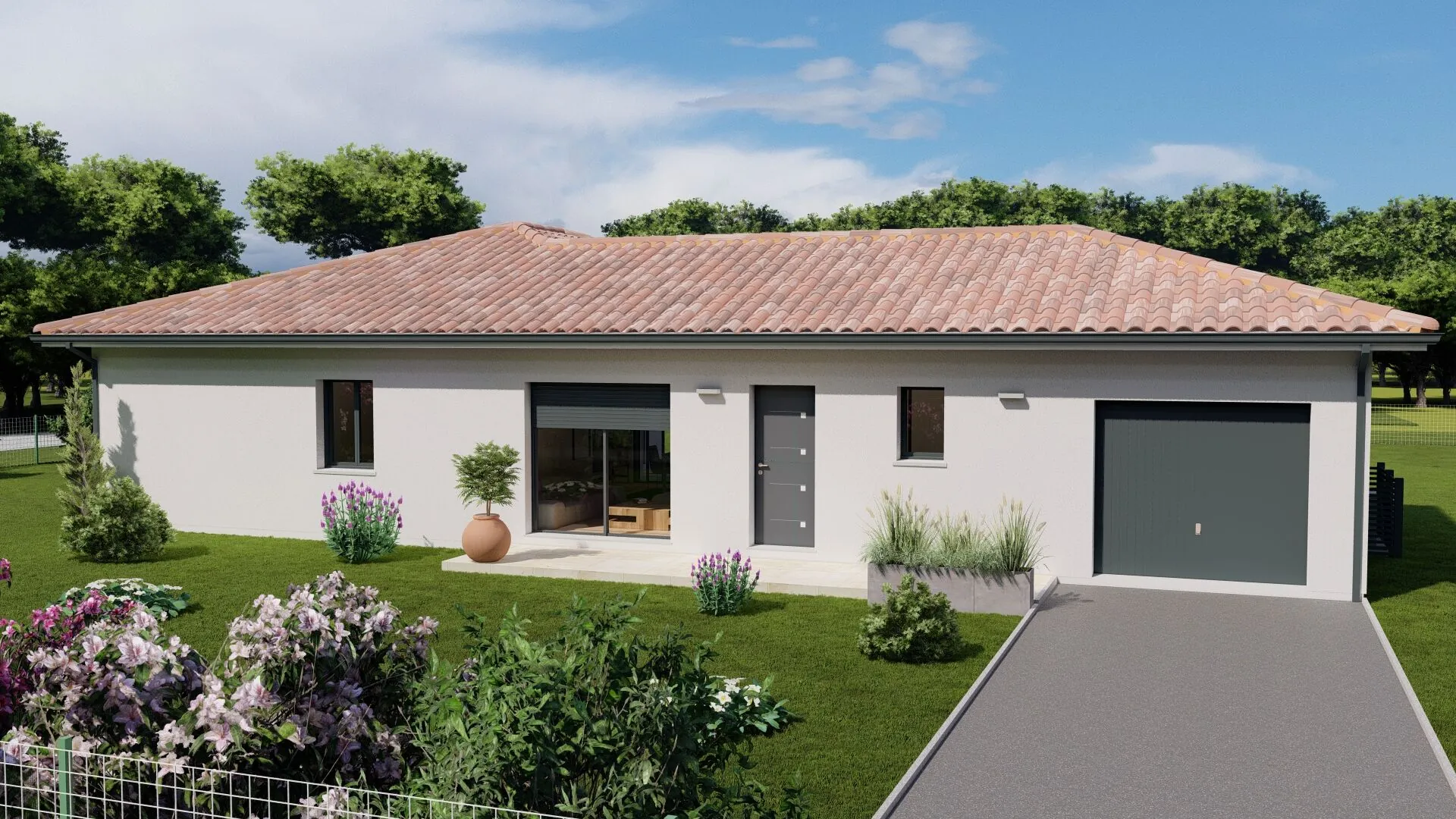 Maison neuve 3 chambres avec terrasse couverte et garage à Castets 