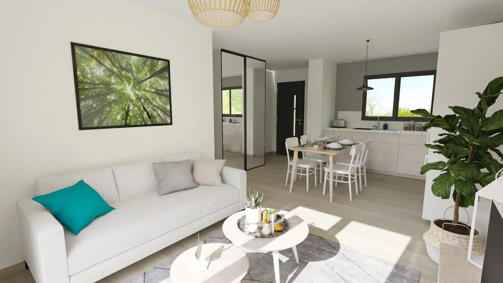 Maison de plain-pied moderne avec garage et terrain clôturé à Toulenne 