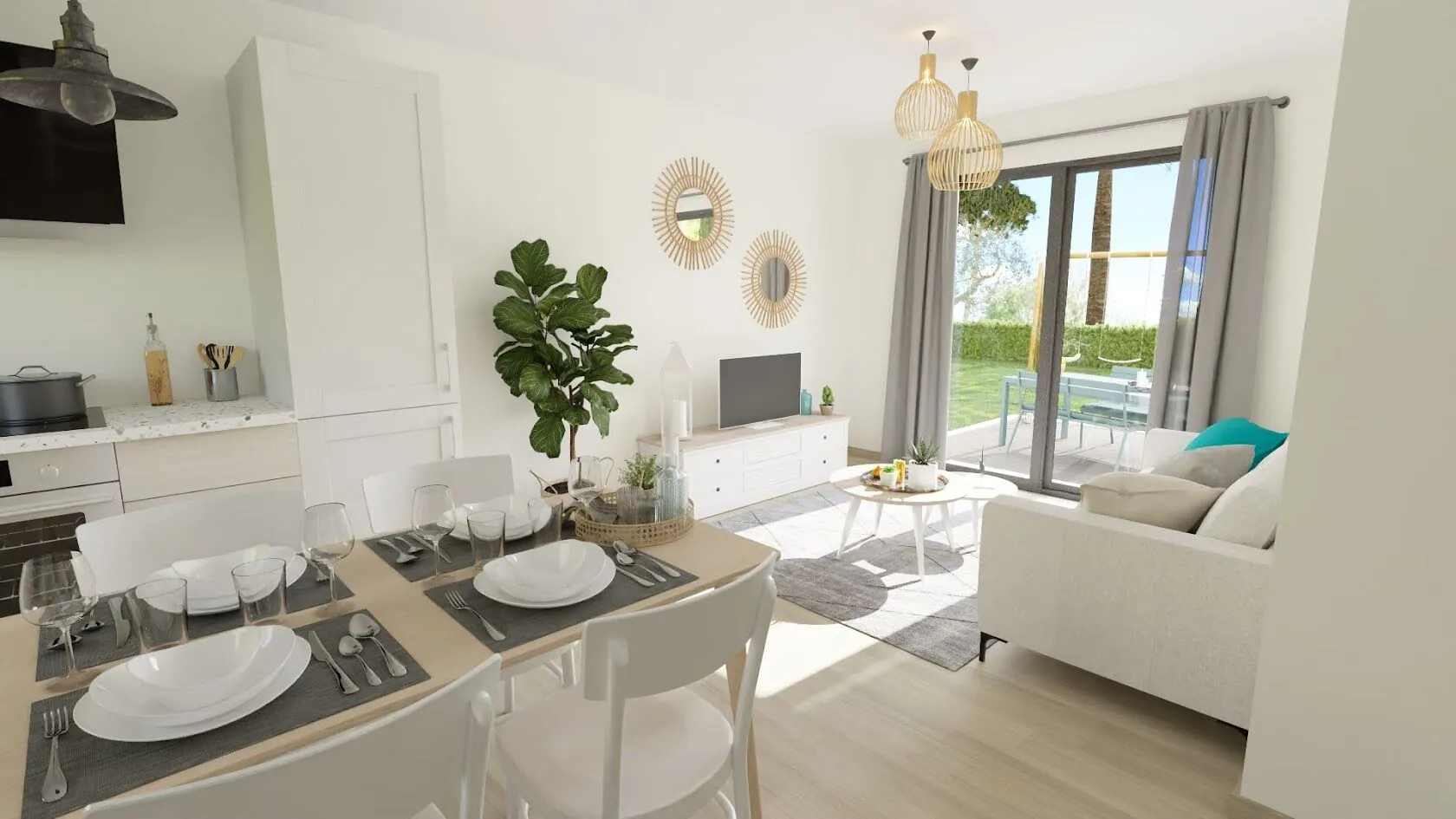 Maison de plain-pied moderne avec garage et terrain clôturé à Toulenne 