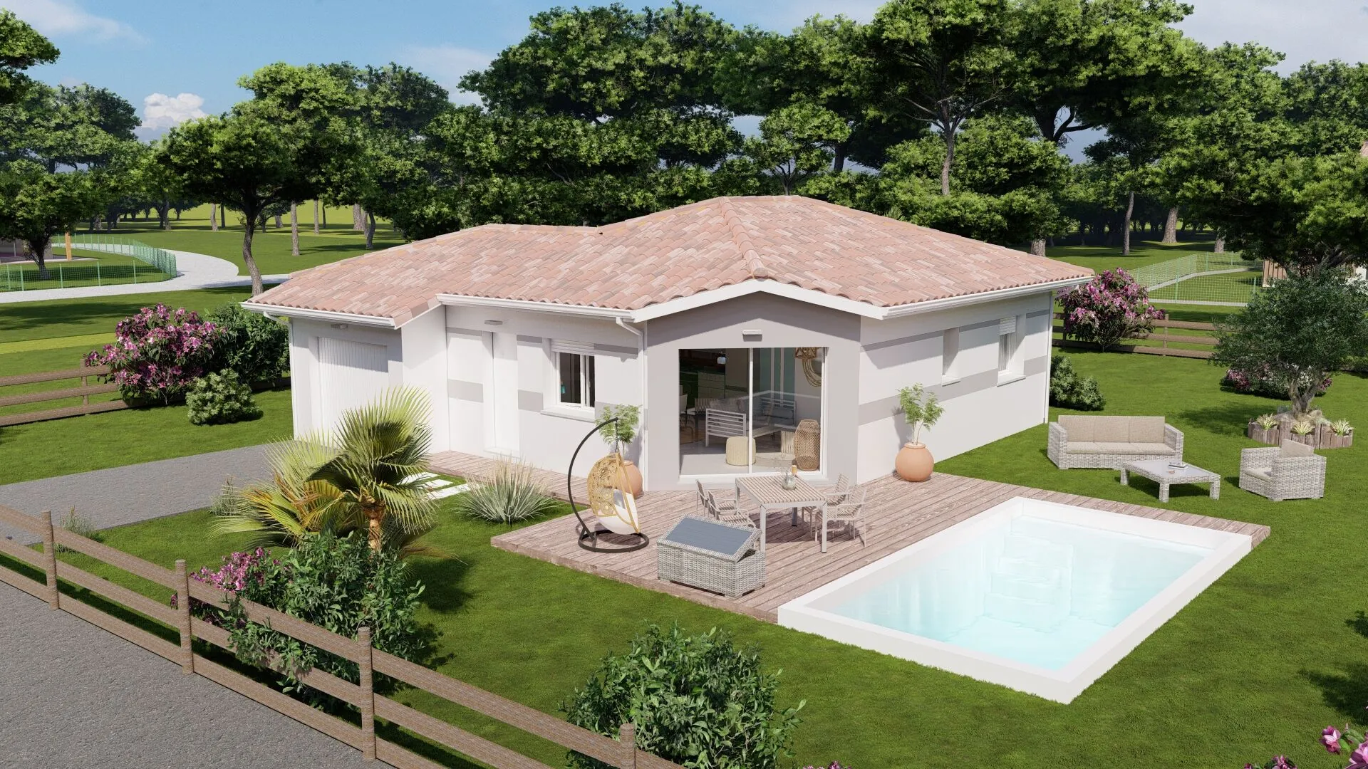 Maison neuve à Villeneuve de Marsan avec 2 chambres et garage, certifiée HQE 