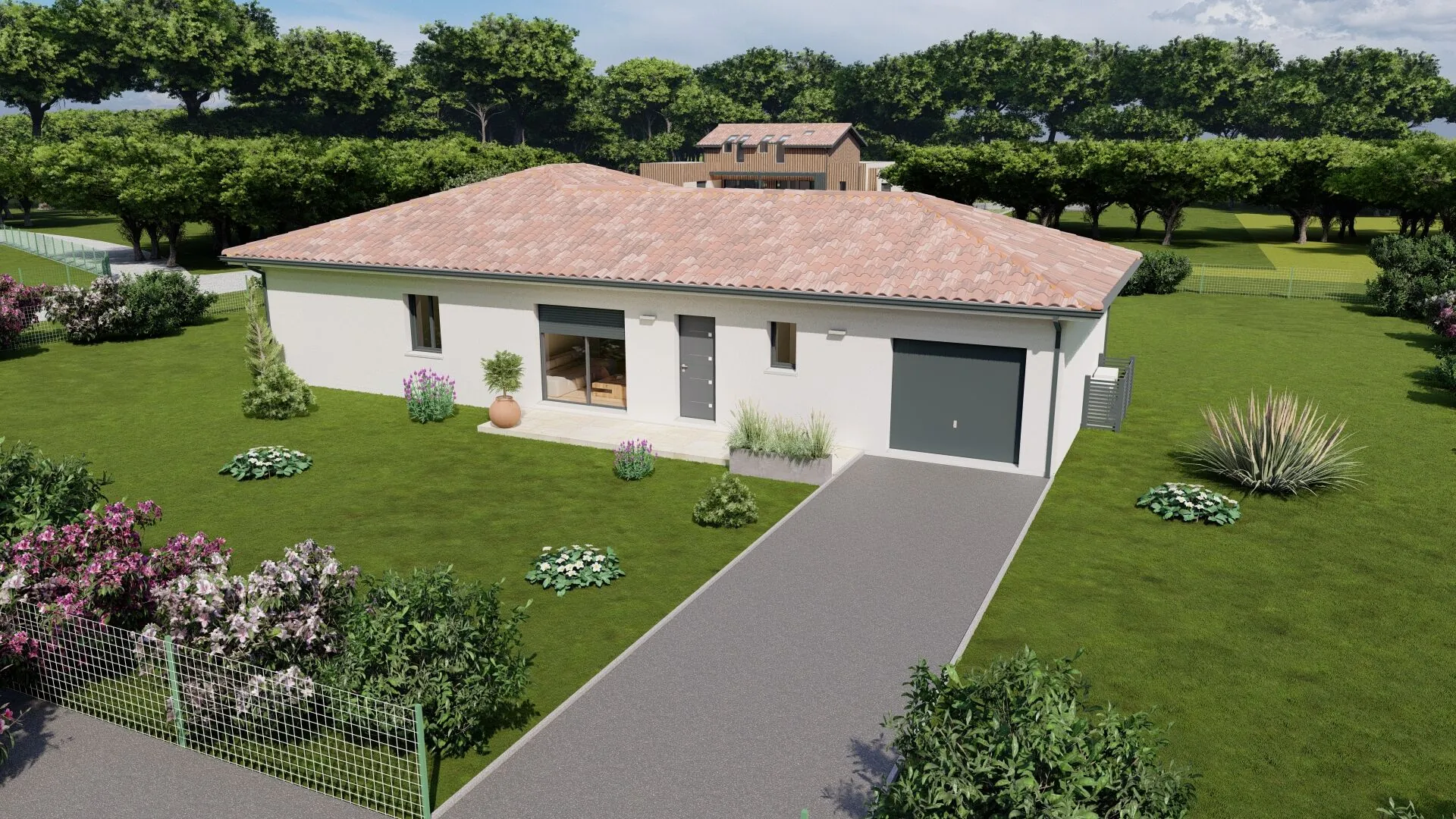 Maison neuve moderne à Hagetmau avec 3 chambres et terrasse couverte 