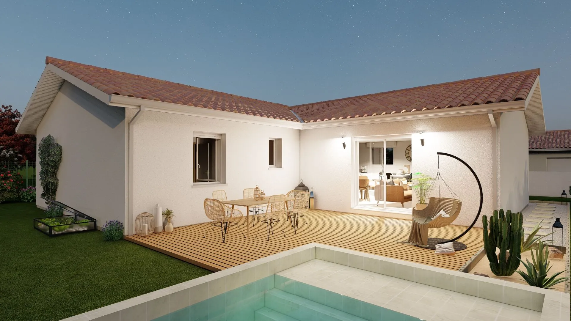 Maison neuve en L avec 3 chambres et garage à Marsac-sur-l'Isle 