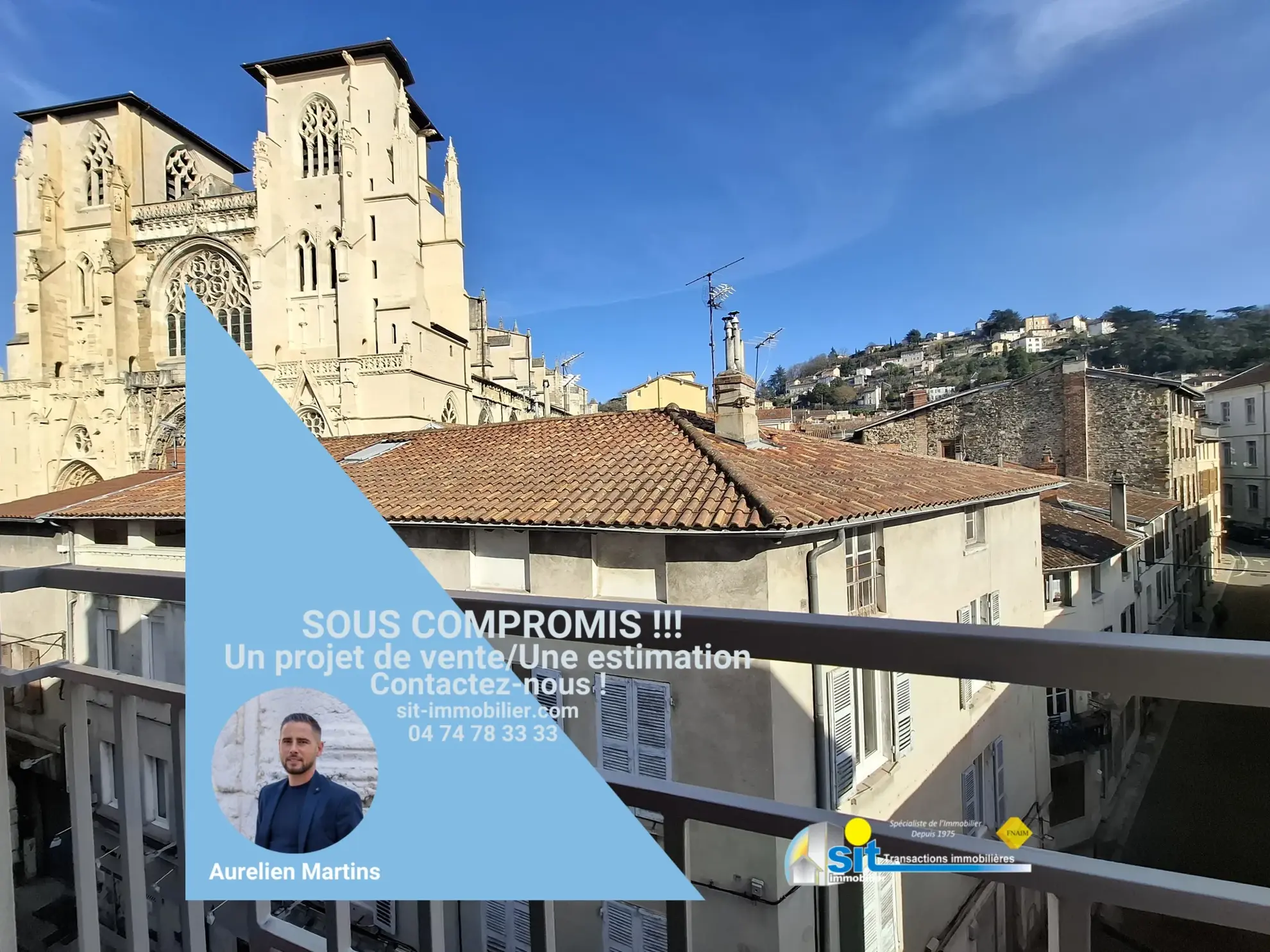 Appartement T2 de 42m² avec vue imprenable sur la cathédrale à Vienne