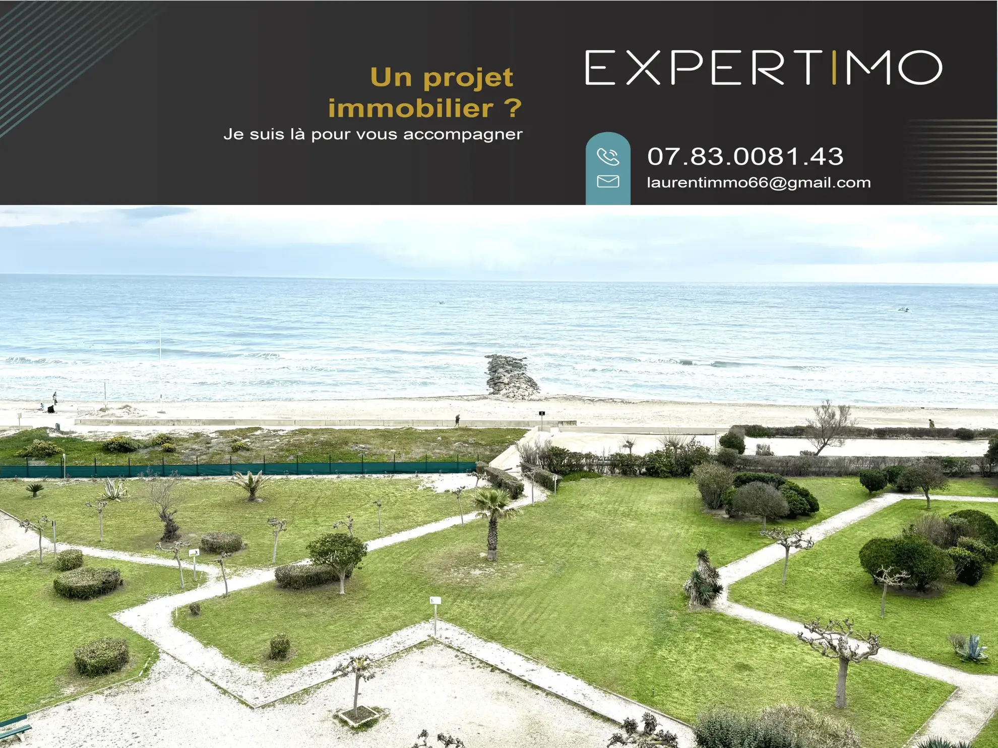 Studio cabine entièrement rénové avec vue sur mer à Le Barcarès – Résidence calme