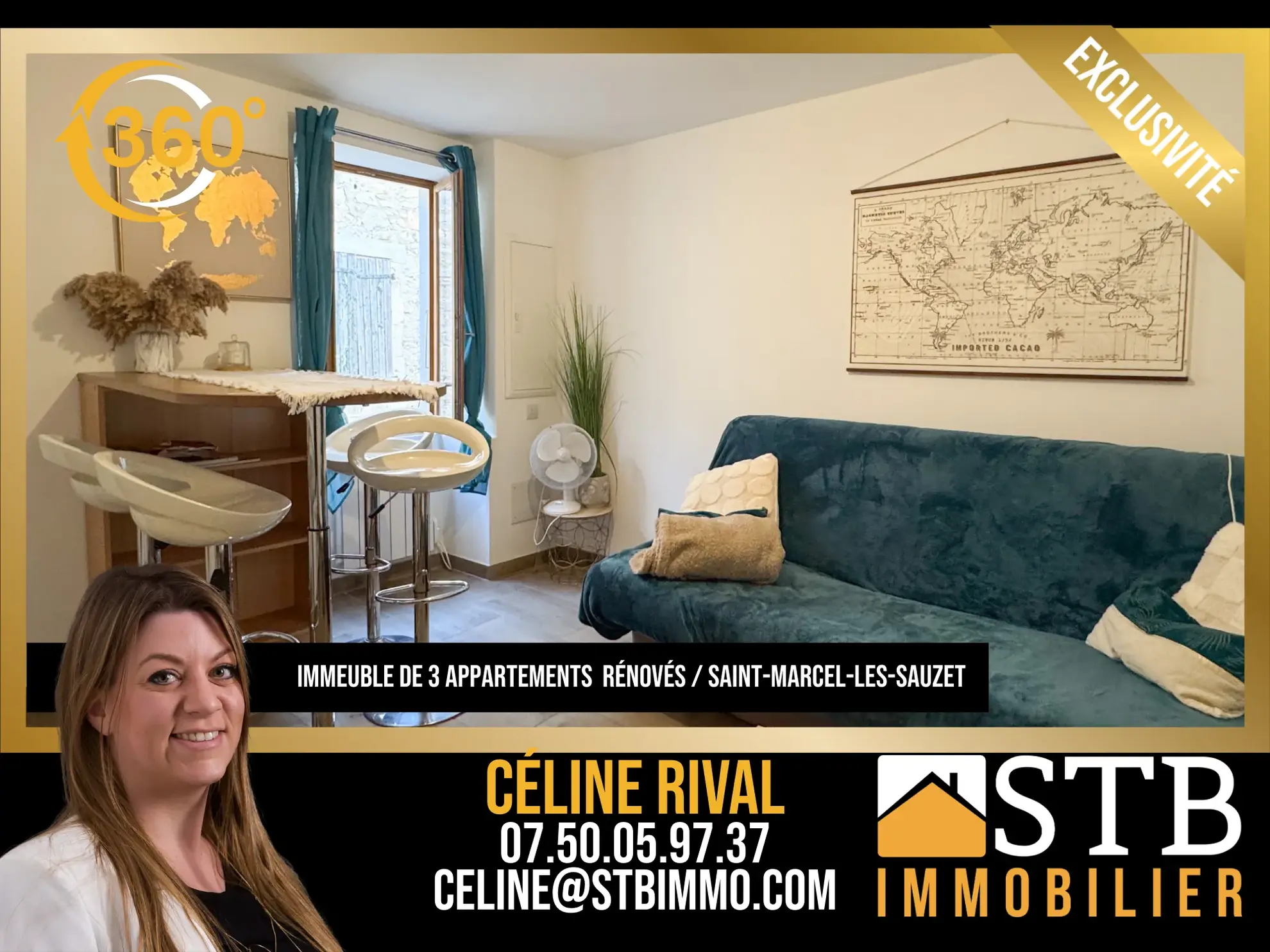 Immeuble de rapport rénové à Saint-Marcel-les-Sauzet avec 3 logements loués