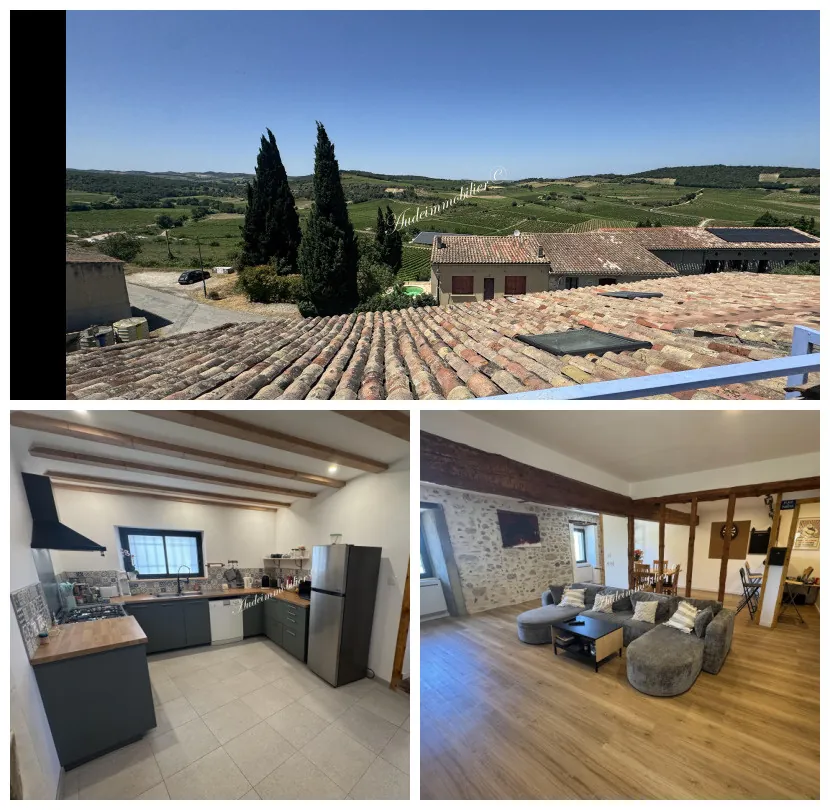 Maison de village rénovée avec vue panoramique à Limoux - 149 m²