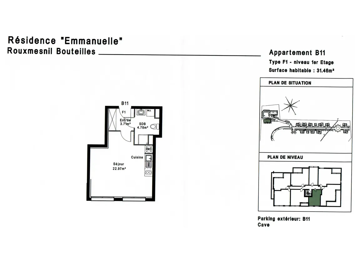Studio de 32m² à Rouxmesnil-Bouteilles avec vue exceptionnelle et parking privé 