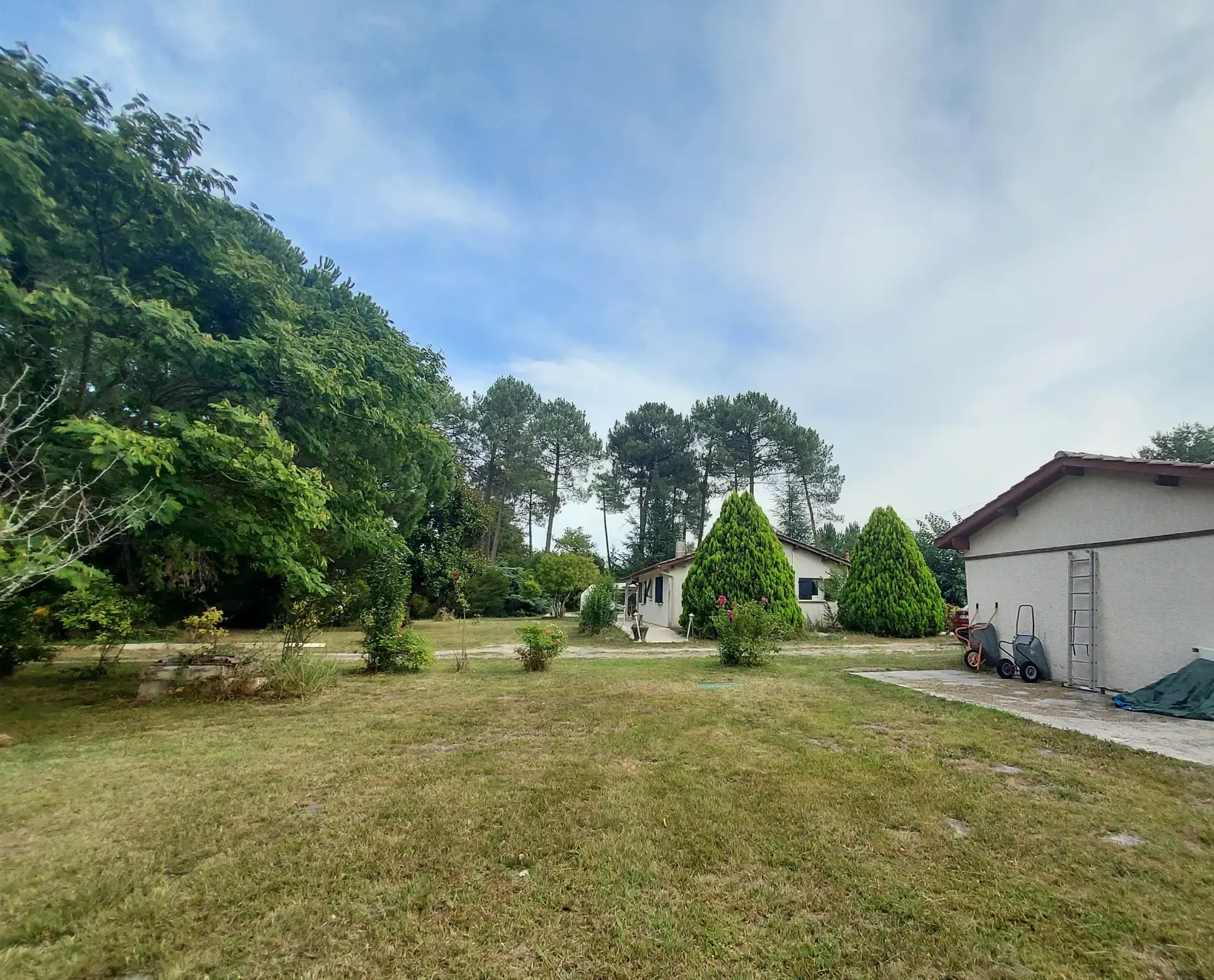 Maison avec grand terrain, piscine couverte et garage à Bazas en Gironde 