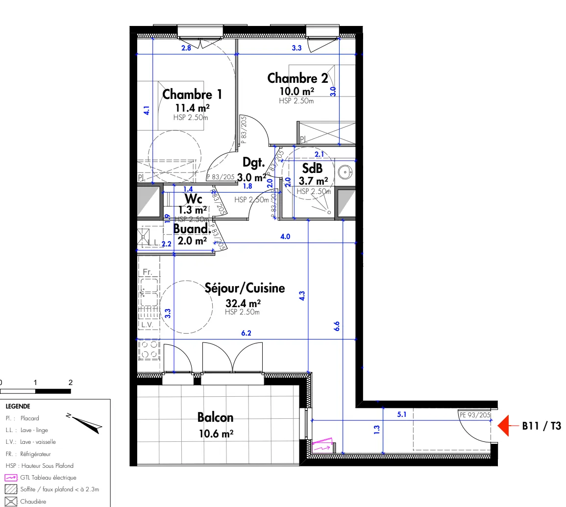 Appartement T3 de 63,8 m² avec terrasse à Septème, livraison 2025 