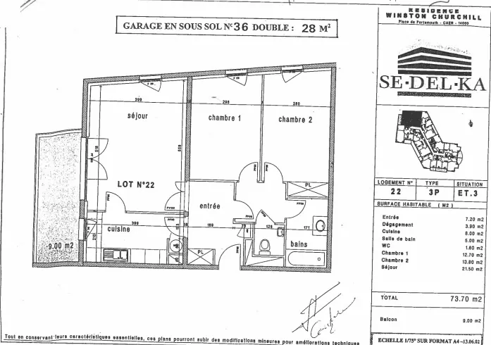 Appartement 3 pièces meublé avec balcon et garage à Caen Mémorial 
