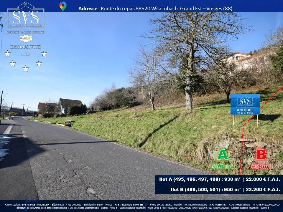 Terrains constructibles de 1880 m² à Wisembach – Opportunité rare en Alsace 