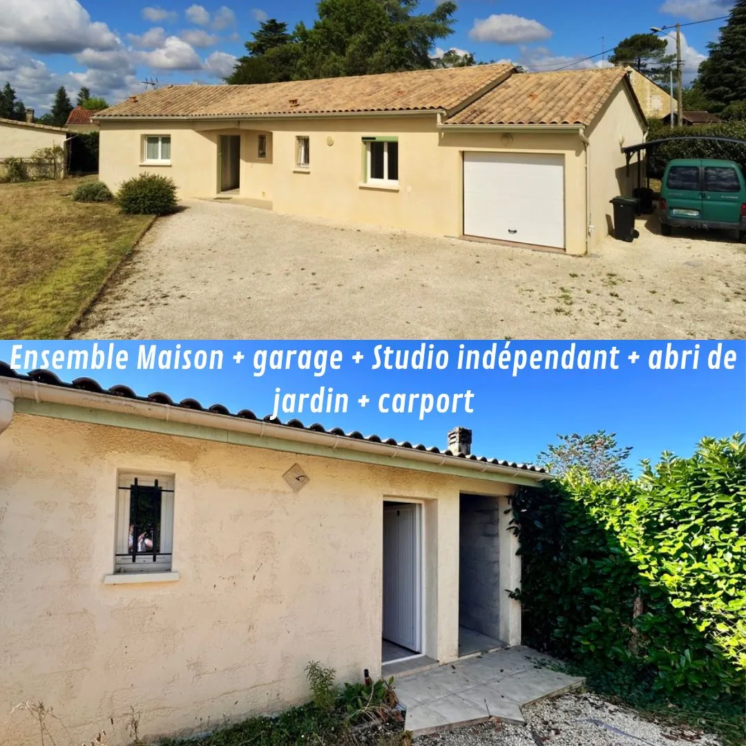Maison de plain-pied avec studio indépendant à Bergerac dans secteur résidentiel