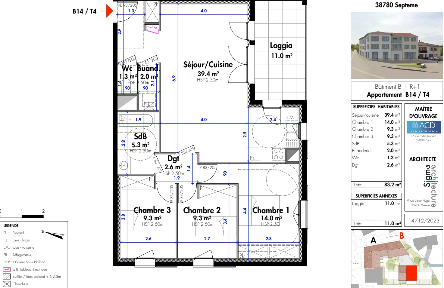 Appartement T4 neuf de 83,2 m² avec terrasse à Septème 