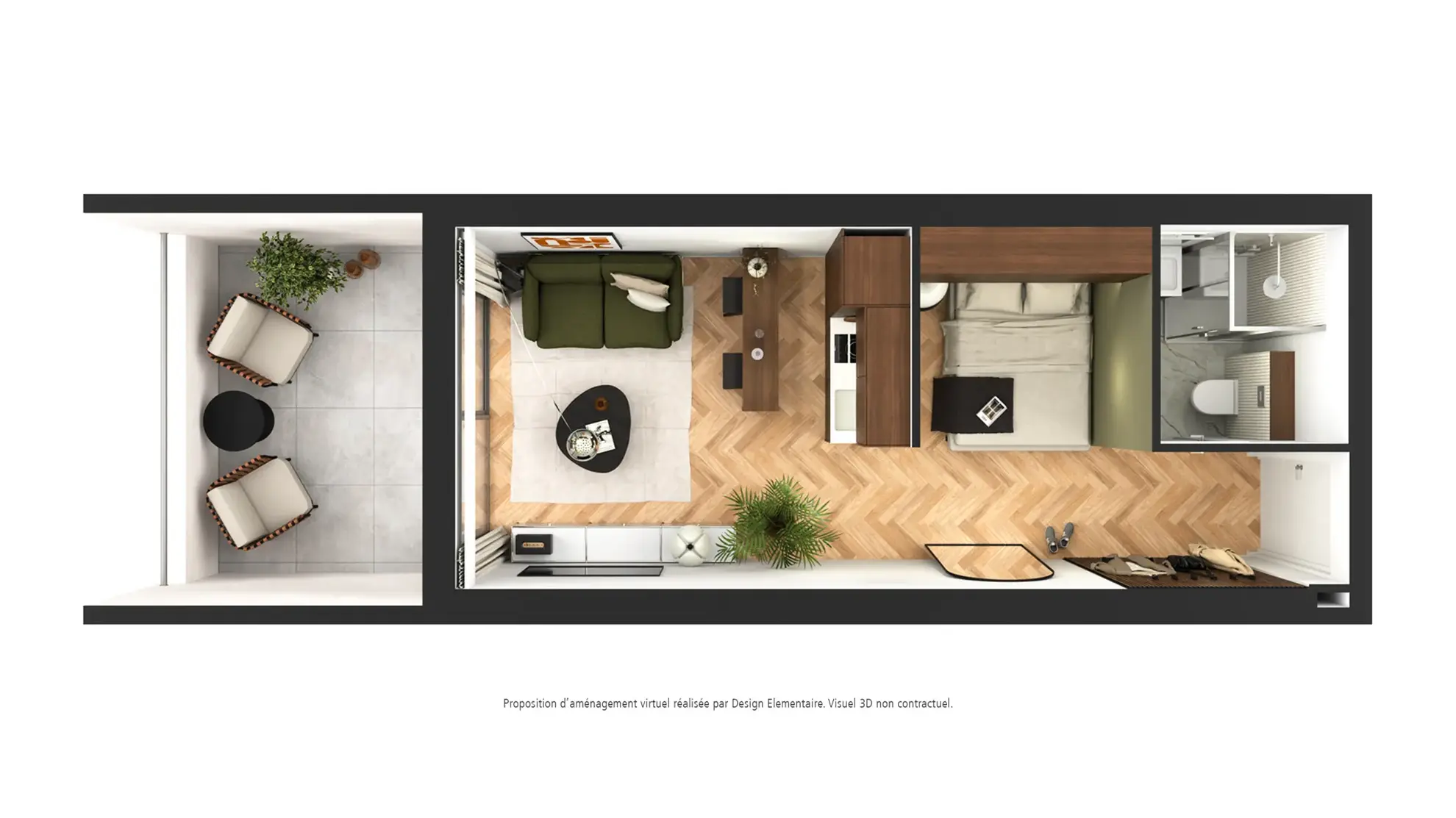 Appartement T1 à rénover de 35 m² avec balcon à Montpellier Antigone 