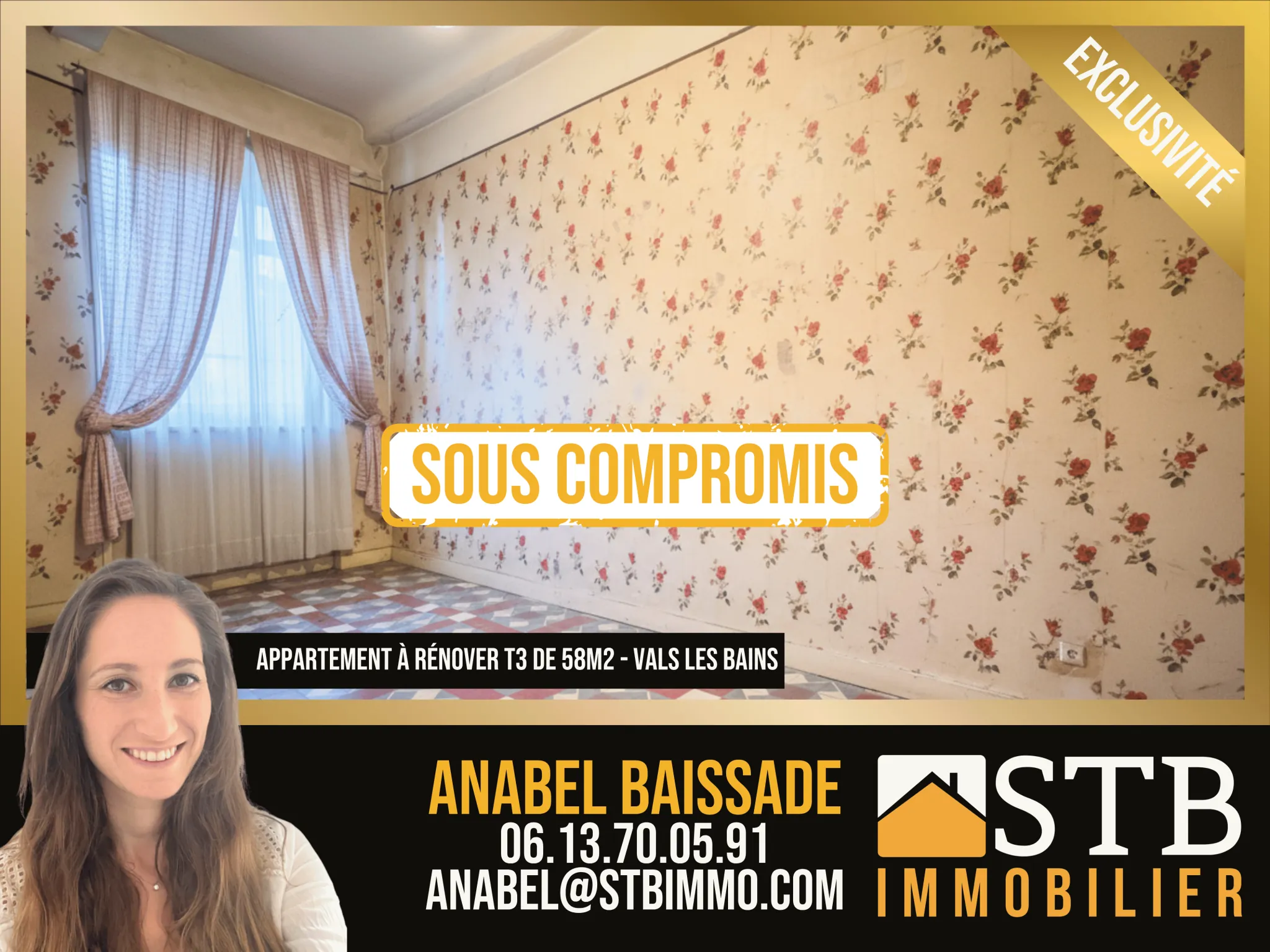 Appartement T3 à rénover de 58m² avec terrasse à Vals-les-Bains