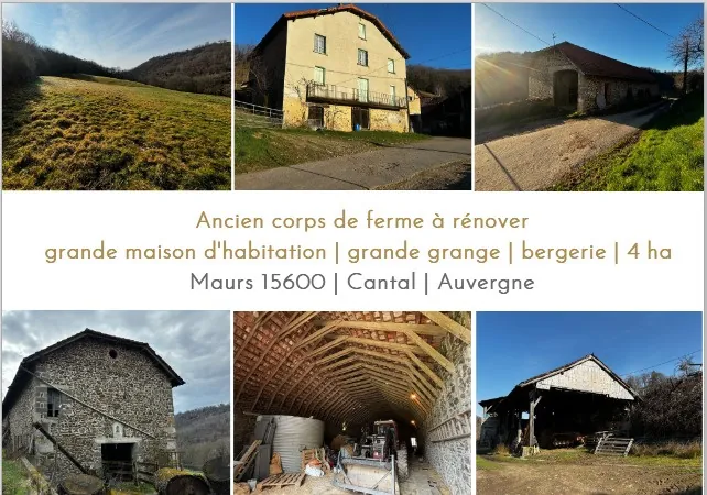 Ferme à vendre à Maurs, avec maison, dépendances et terrain de 12 hectares, potentiel de rénovation