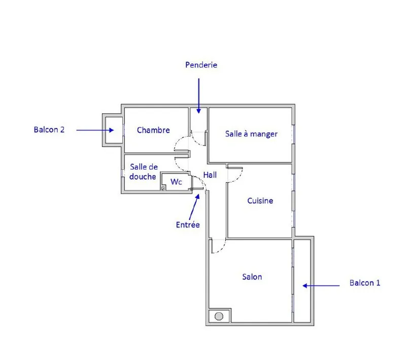 A vendre appartement T3 traversant de 70 m² à Ajaccio, quartier Del Pellegrino 