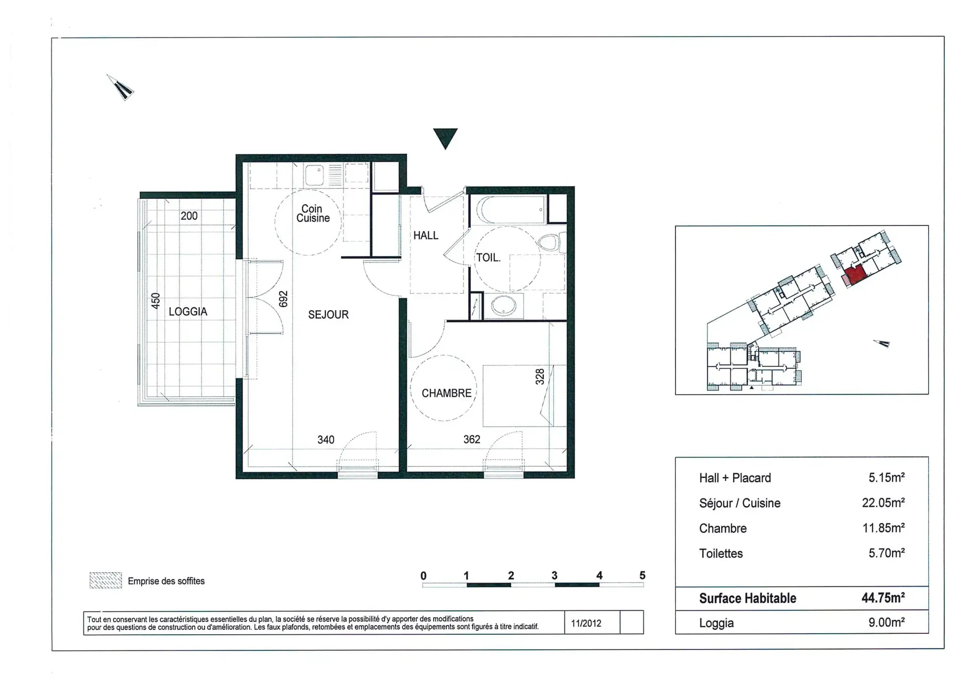 Appartement 2 pièces de 44,75 m² avec terrasse à Montpellier 